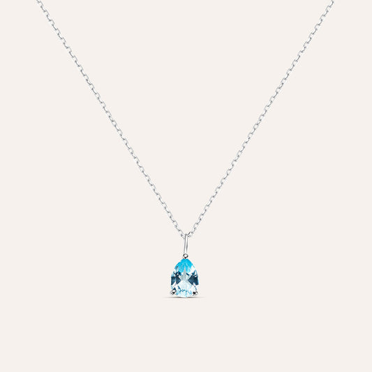 Collana Stroili Amelie Punto Luce Oro Bianco 9 Kt Catena Maglia Forzatina Centrale Topazio Azzurro