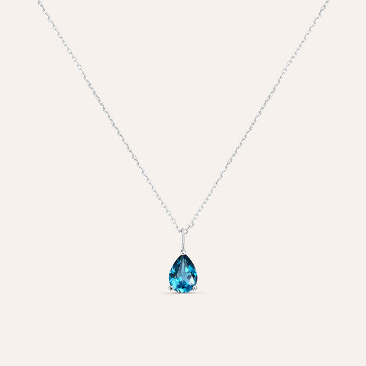 Collana Stroili Amelie Punto Luce Oro Bianco 9 Kt Catena Maglia Forzatina Centrale Topazio London Blue