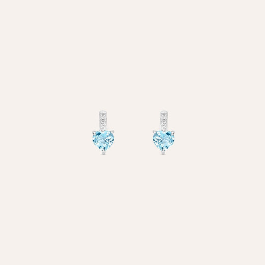 Orecchini a Lobo Stroili Amelie Oro Bianco 9 Kt Topazio Taglio Cuore e Cubic Zirconia
