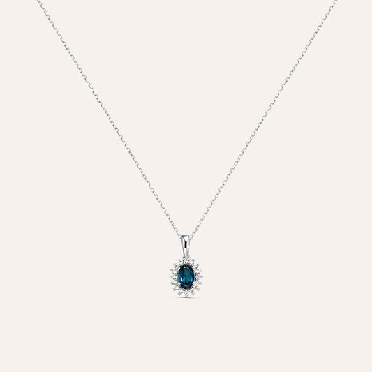 Collana Stroili Amelie Oro Bianco 9 Kt Pendente Kate Topazio Contornato