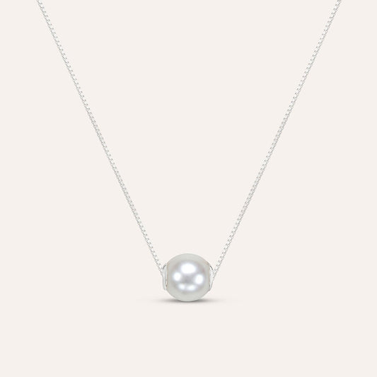 Collana Stroili Gabrielle Oro Bianco 9 Kt con Perla Passante