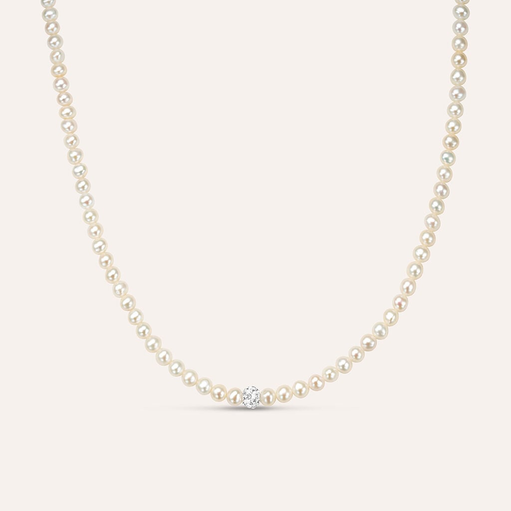 Collana Stroili Gabrielle Centrale Sferetta Cristalli Oro Bianco 9 Kt
