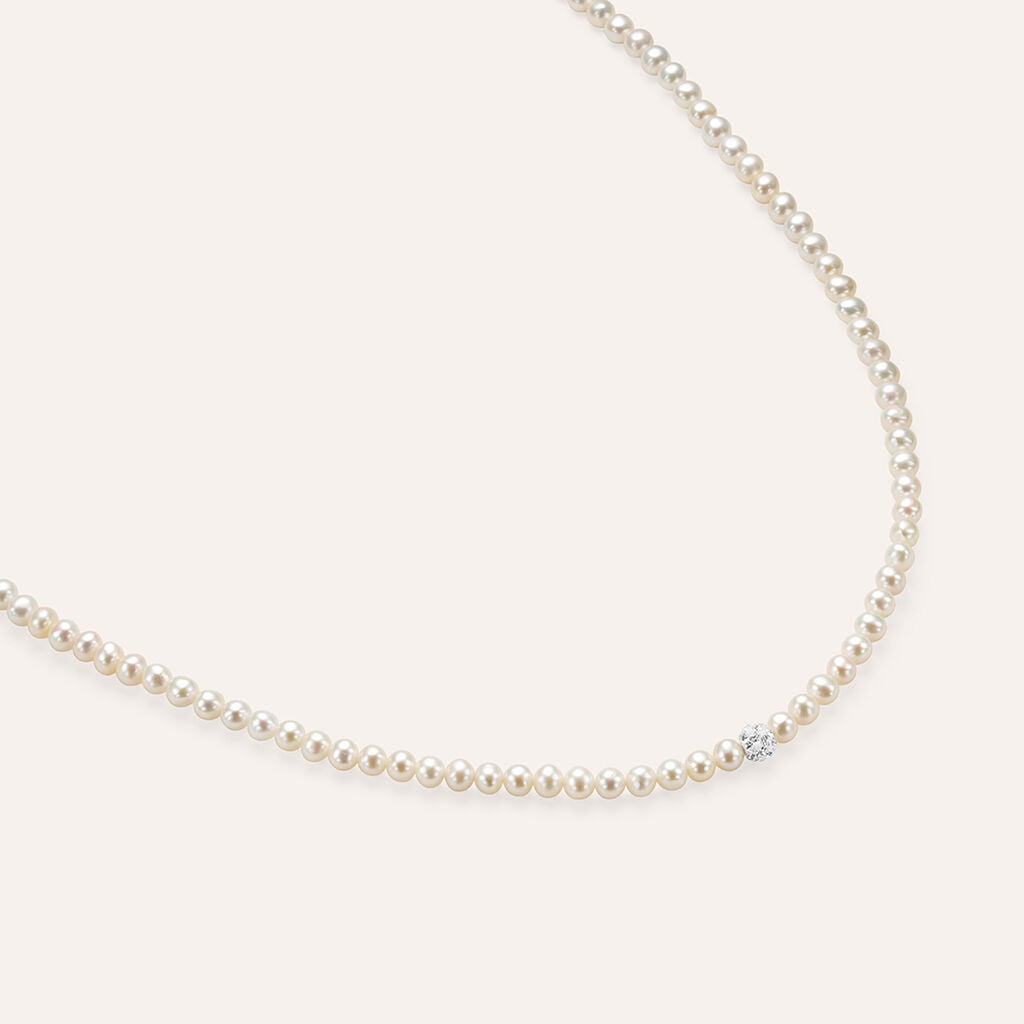 Collana Stroili Gabrielle Centrale Sferetta Cristalli Oro Bianco 9 Kt