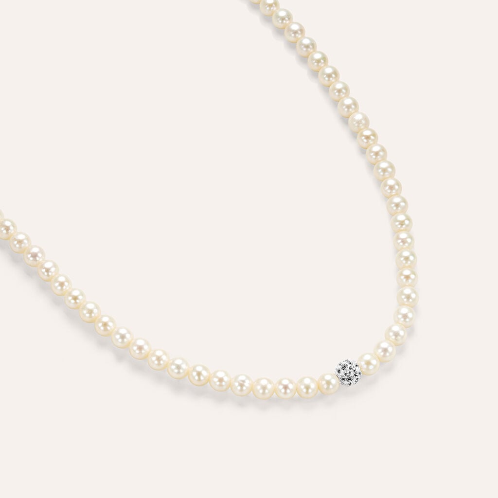 Collana Stroili Gabrielle Filo Di Perle Sferetta Centrale Cristalli
