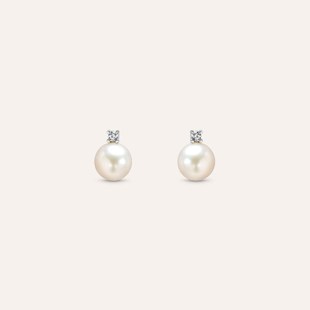 Orecchini a Lobo Stroili Gabrielle Perla e Cubic Zirconia Oro Bianco 9 Kt