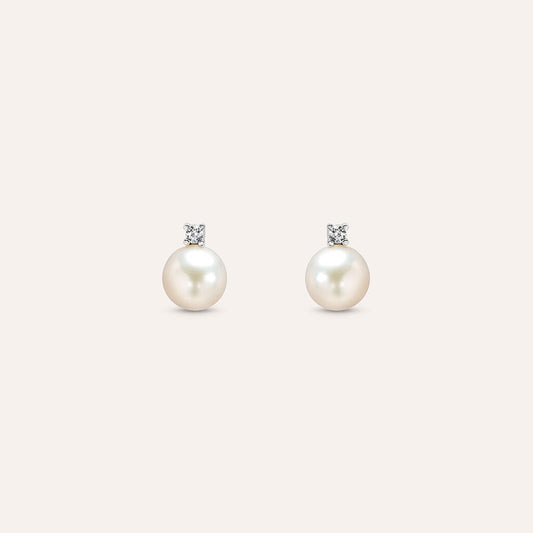 Orecchini a Lobo Stroili Gabrielle Perla e Cubic Zirconia Oro Bianco 9 Kt