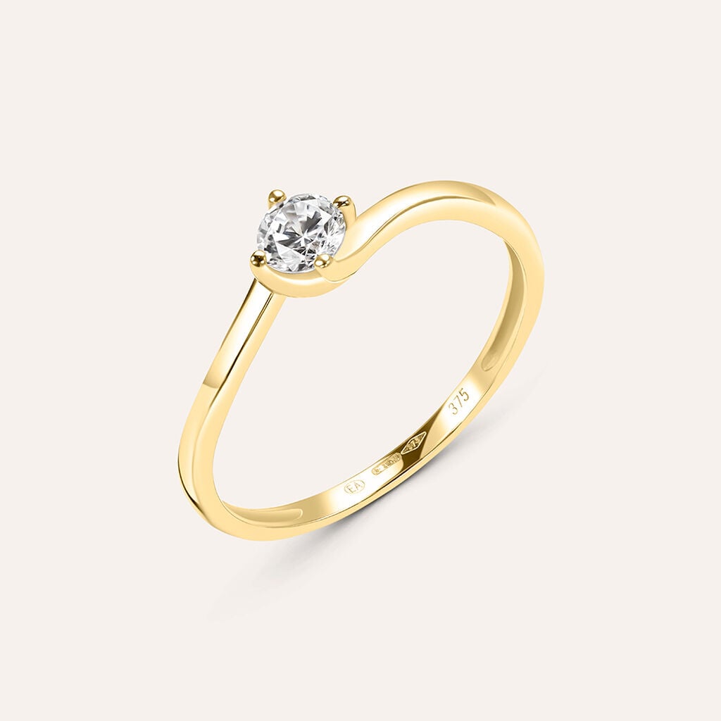 Anello Stroili Claire Solitario Oro Giallo 9 Kt Cubic Zirconia - Misura 16