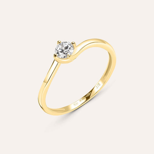 Anello Stroili Claire Solitario Oro Giallo 9 Kt Cubic Zirconia - Misura 12