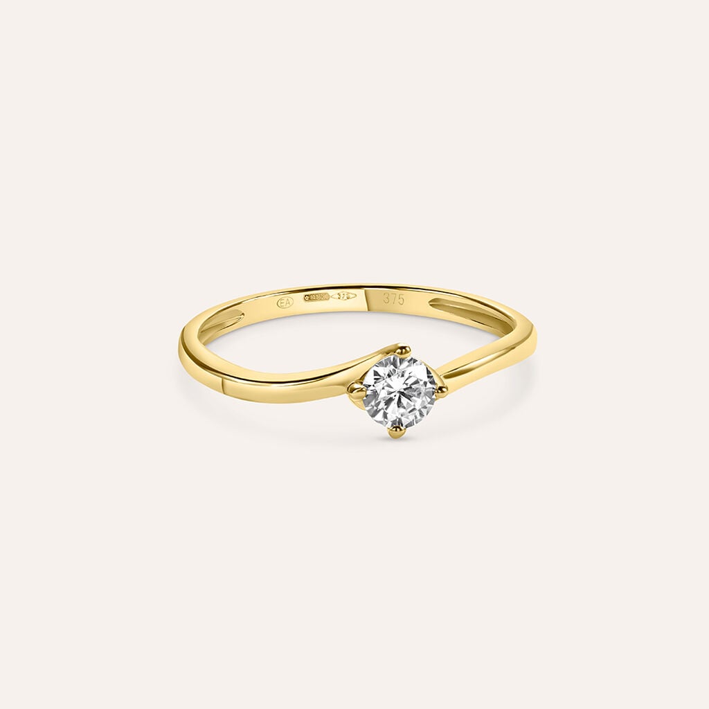 Anello Stroili Claire Solitario Oro Giallo 9 Kt Cubic Zirconia - Misura 16