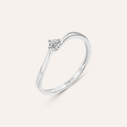 Anello Solitario Stroili Claire Oro Bianco 9 Kt Cubic Zirconia - Misura 14