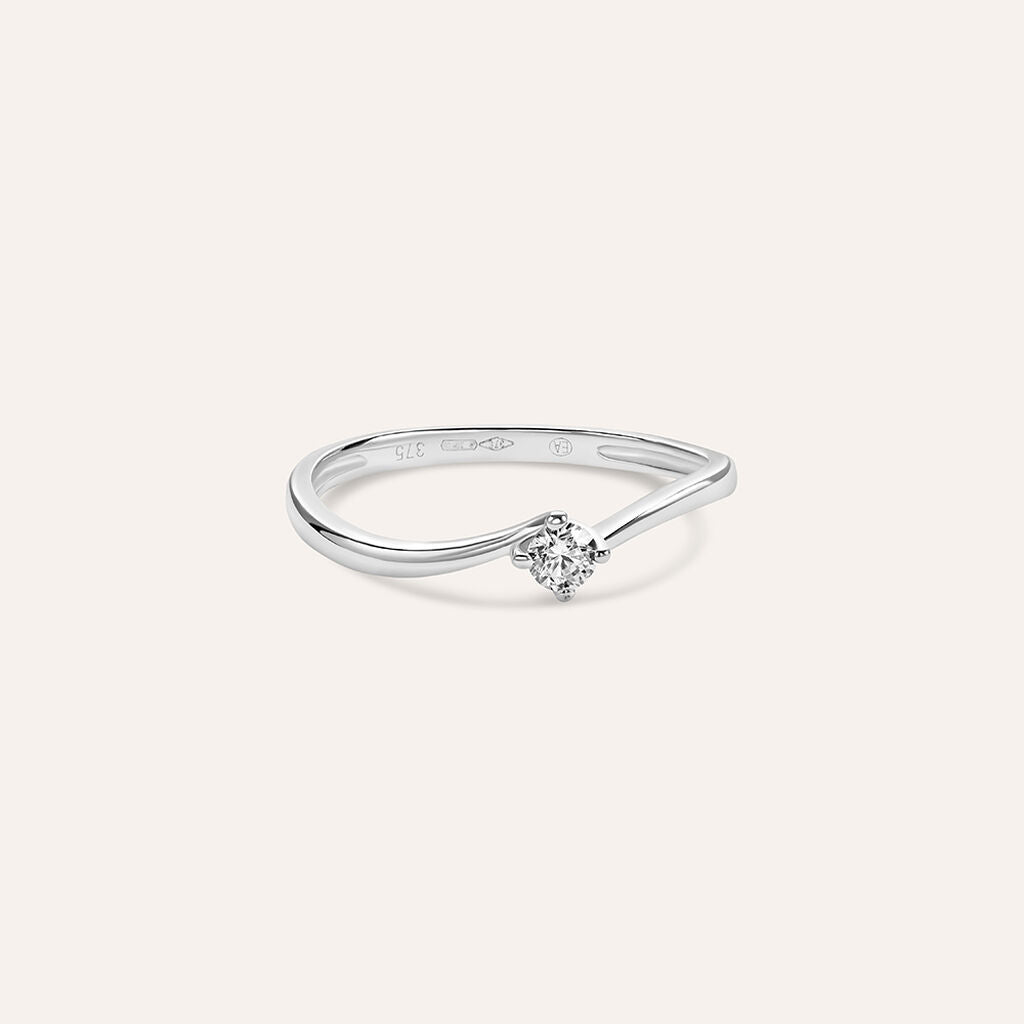 Anello Solitario Stroili Claire Oro Bianco 9 Kt Cubic Zirconia - Misura 14