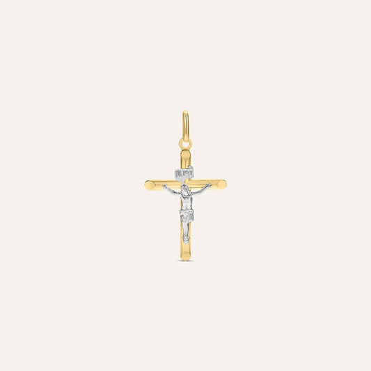 Ciondolo Stroili Holy Croce Oro Giallo Con Cristo Bianco