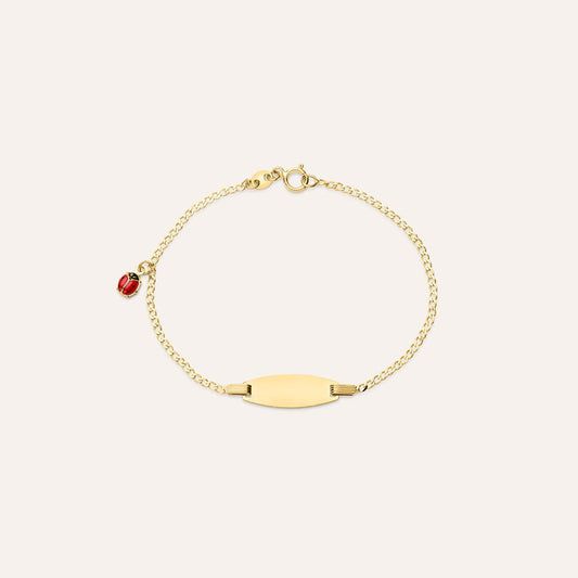 Bracciale Bimbi Stroili Holy Targhetta Coccinella Smalto Rosso Oro Giallo 9 Kt