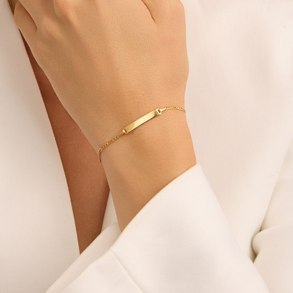 Bracciale Stroili Holy Con Targhetta Liscia Maglia Figaro Oro Giallo