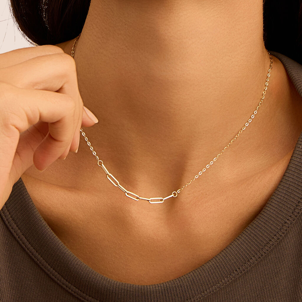 Collana Stroili Beverly Oro Giallo 9 Kt Maglia Forzatina Allungata