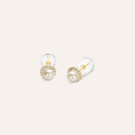 Orecchini Stroili Bon Ton Lobo Perla 4-4,5 Oro Giallo Con Zirconi