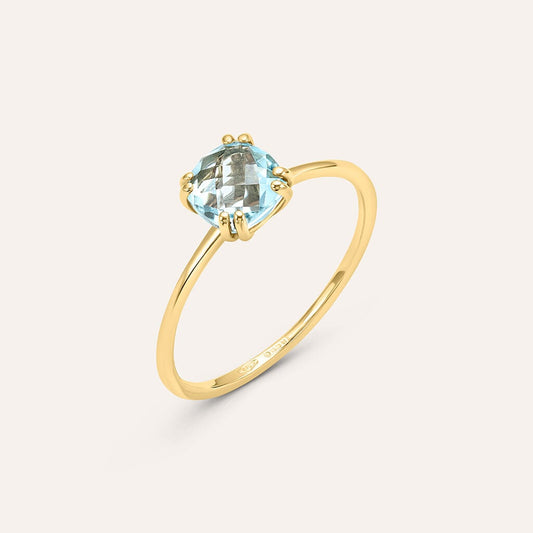Anello Solitario Stroili Amèlie Oro Giallo 9 Kt Topazio Azzurro - Misura 14