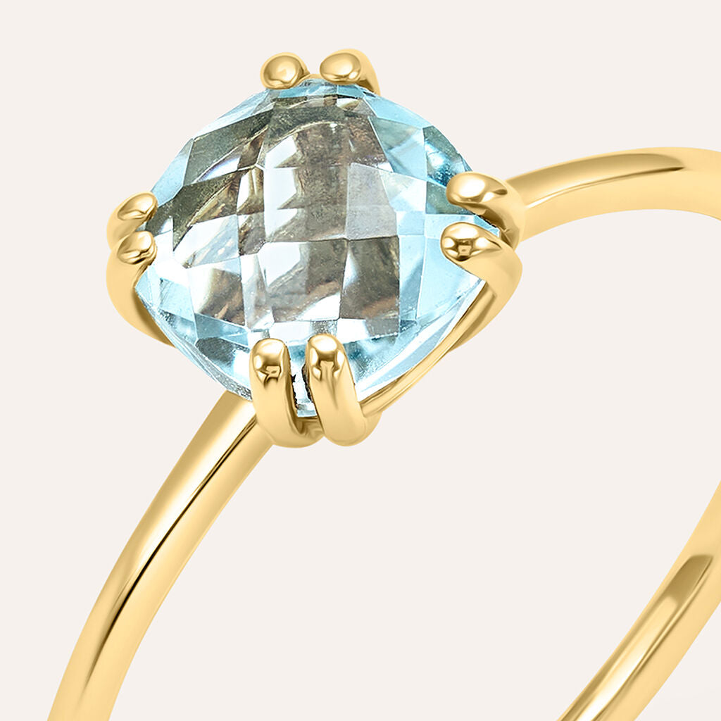 Anello Solitario Stroili Amèlie Oro Giallo 9 Kt Topazio Azzurro - Misura 14