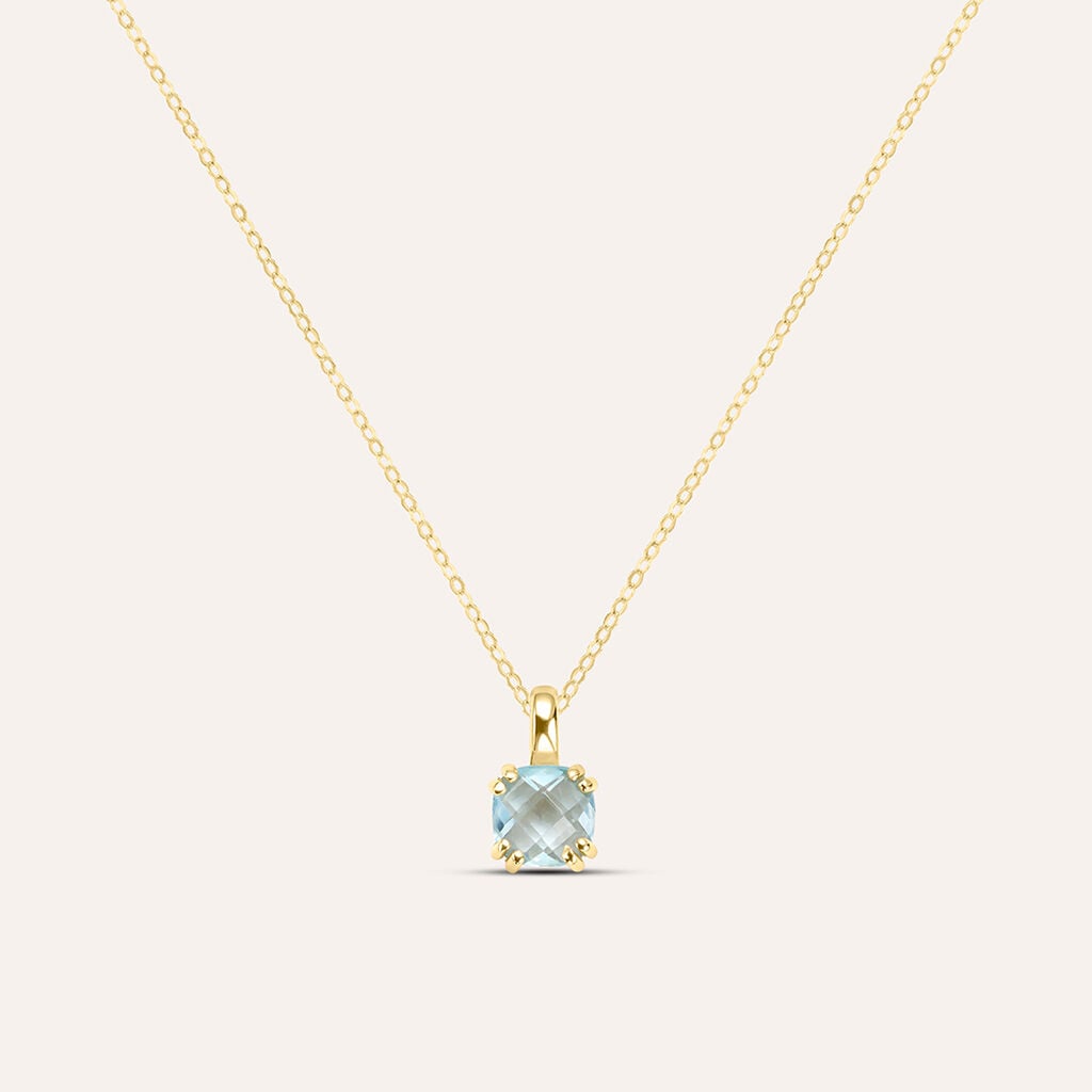 Collana Stroili Amèlie Oro Giallo 9 Kt Pendente Topazio Azzurro