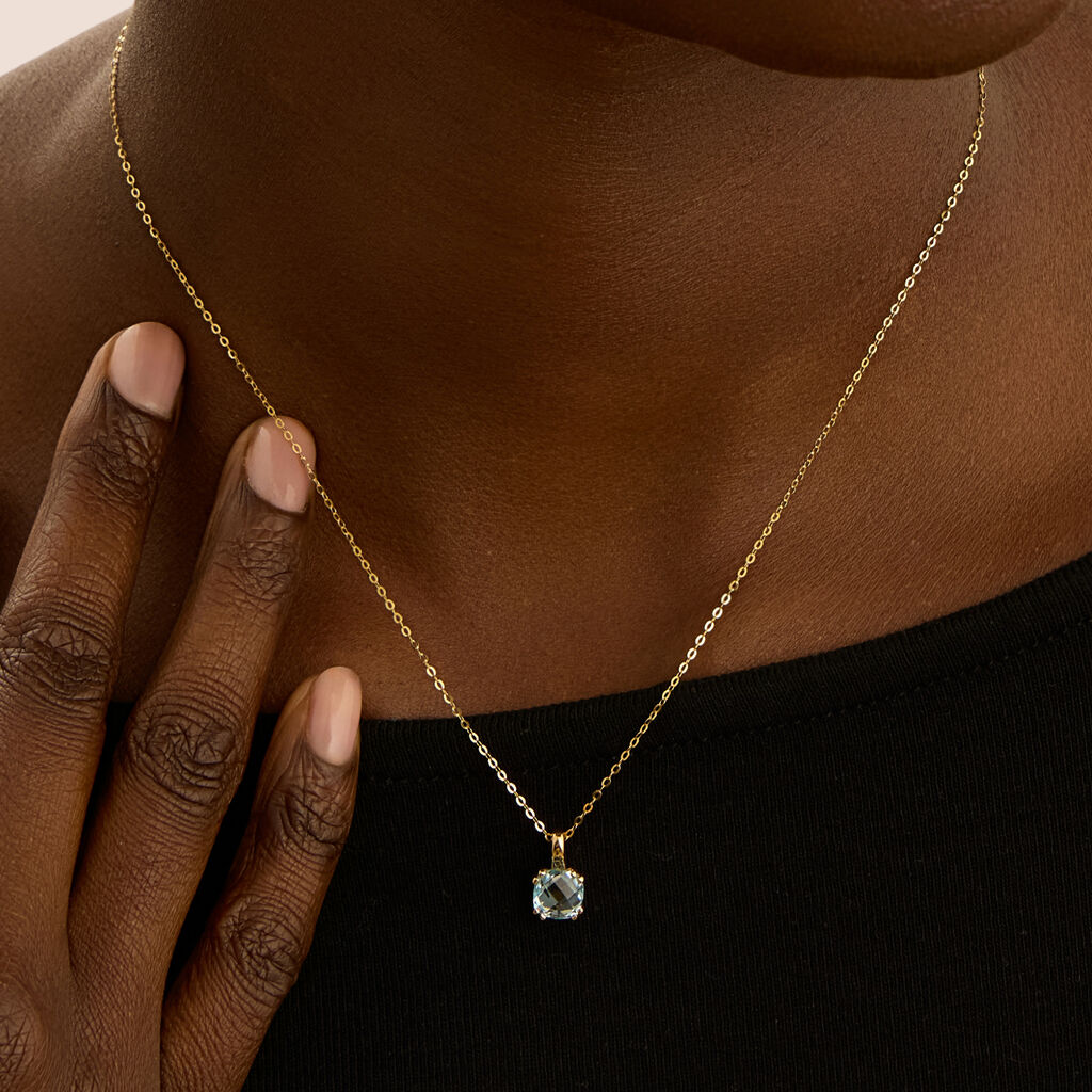 Collana Stroili Amèlie Oro Giallo 9 Kt Pendente Topazio Azzurro