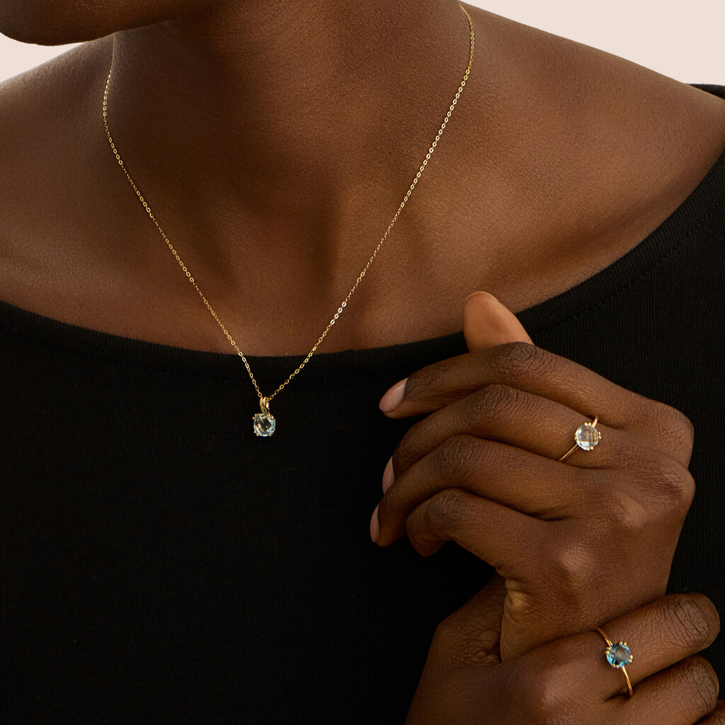 Collana Stroili Amèlie Oro Giallo 9 Kt Pendente Topazio Azzurro