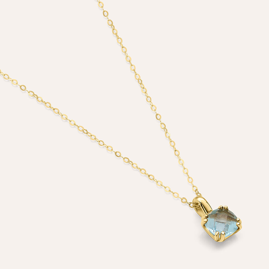 Collana Stroili Amèlie Oro Giallo 9 Kt Pendente Topazio Azzurro