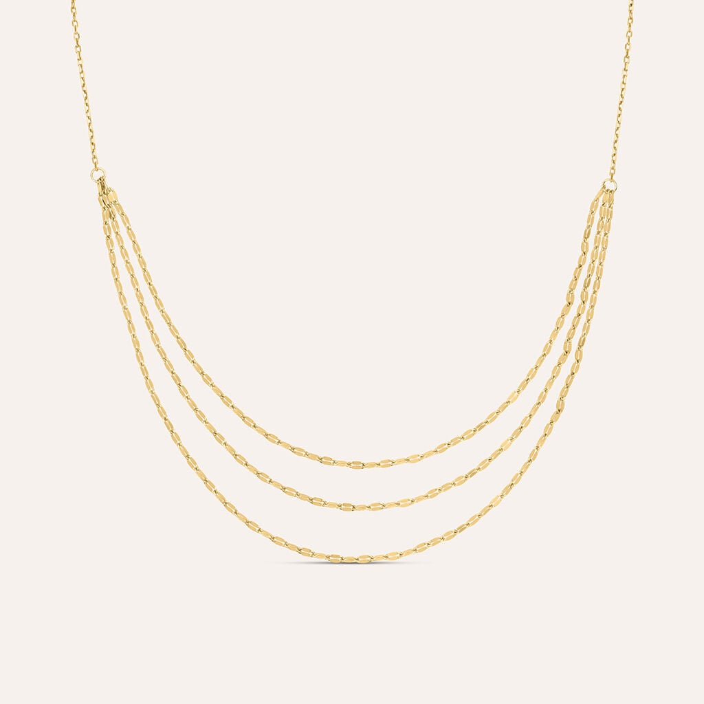 Collana Stroili Beverly Oro Giallo 9 Kt Centrale 3 Fili