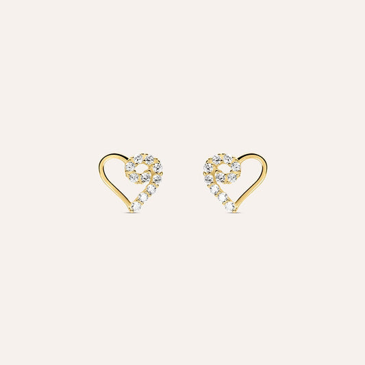 Orecchini a Lobo Stroili Bon Ton Cuore Oro 9 Kt e Zirconi