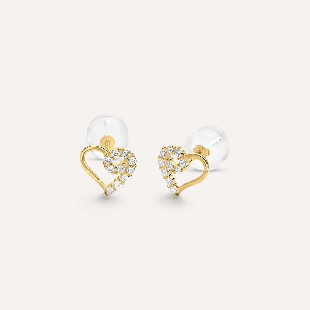 Orecchini a Lobo Stroili Bon Ton Cuore Oro 9 Kt e Zirconi