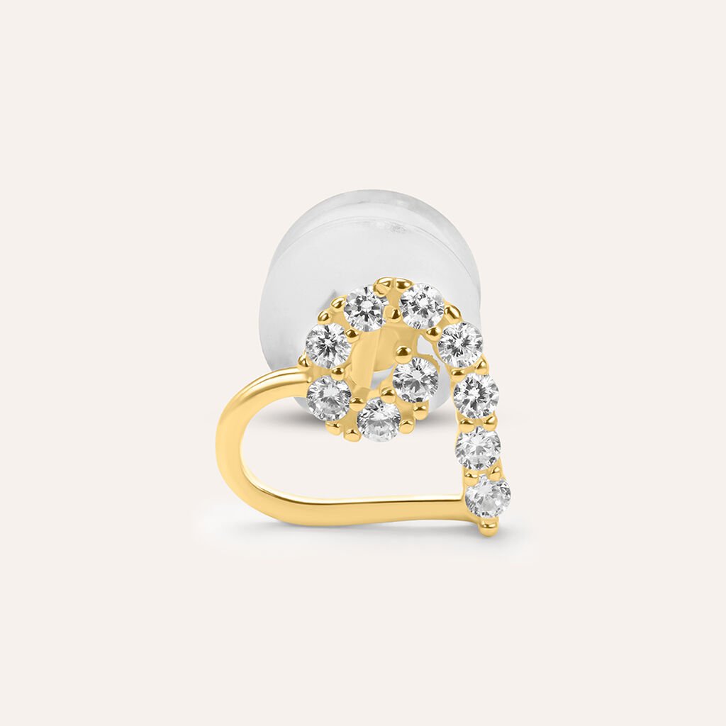 Orecchini a Lobo Stroili Bon Ton Cuore Oro 9 Kt e Zirconi