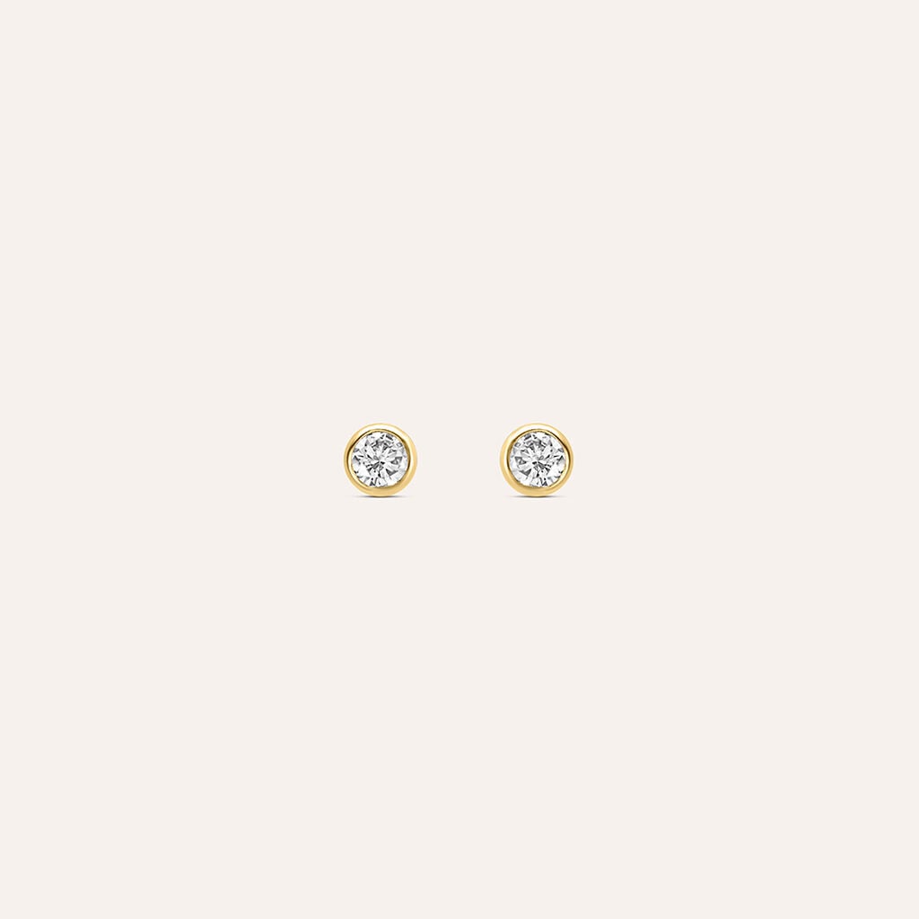 Orecchini a Lobo Stroili Bon Ton Oro Giallo 9 Kt Punti Luce Cubic Zirconia