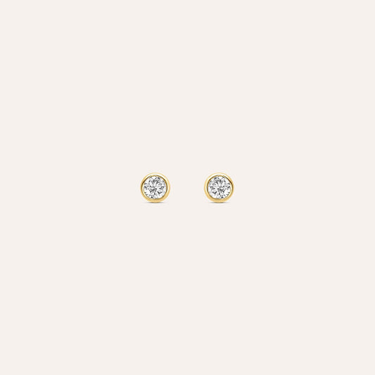 Orecchini a Lobo Stroili Bon Ton Oro Giallo 9 Kt Punti Luce Cubic Zirconia