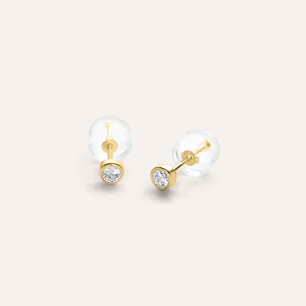 Orecchini a Lobo Stroili Bon Ton Oro Giallo 9 Kt Punti Luce Cubic Zirconia