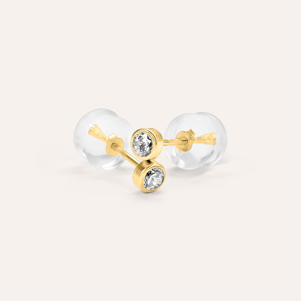 Orecchini a Lobo Stroili Bon Ton Oro Giallo 9 Kt Punti Luce Cubic Zirconia