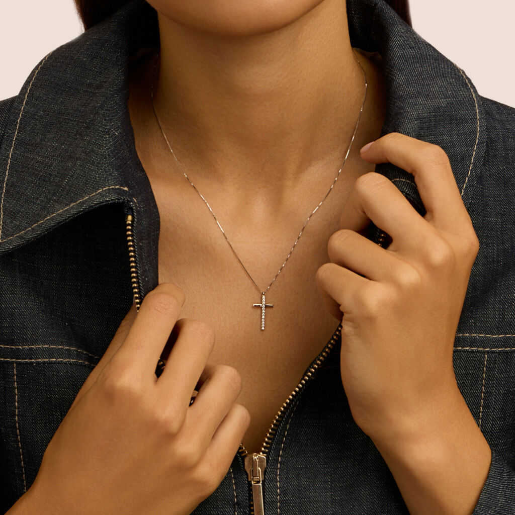 Collana Stroili Holy Croce Oro Bianco Cubic Zirconia