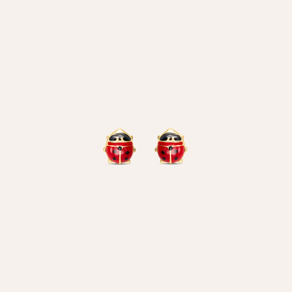 Orecchini Stroili Mon Petit Coccinella Smalto Rosso Oro