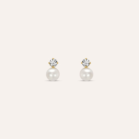 Orecchini Lobo Stroili Bon Ton Oro Bianco 9 Kt con Zircone E Perla