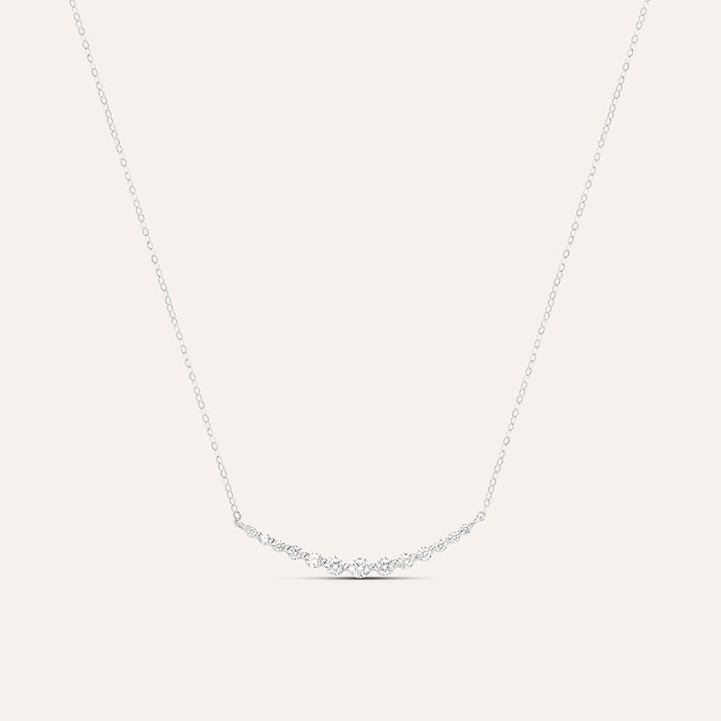Collana Stroili Claire Oro Bianco 9 Kt Centrale Cubic Zirconia a Decrescere