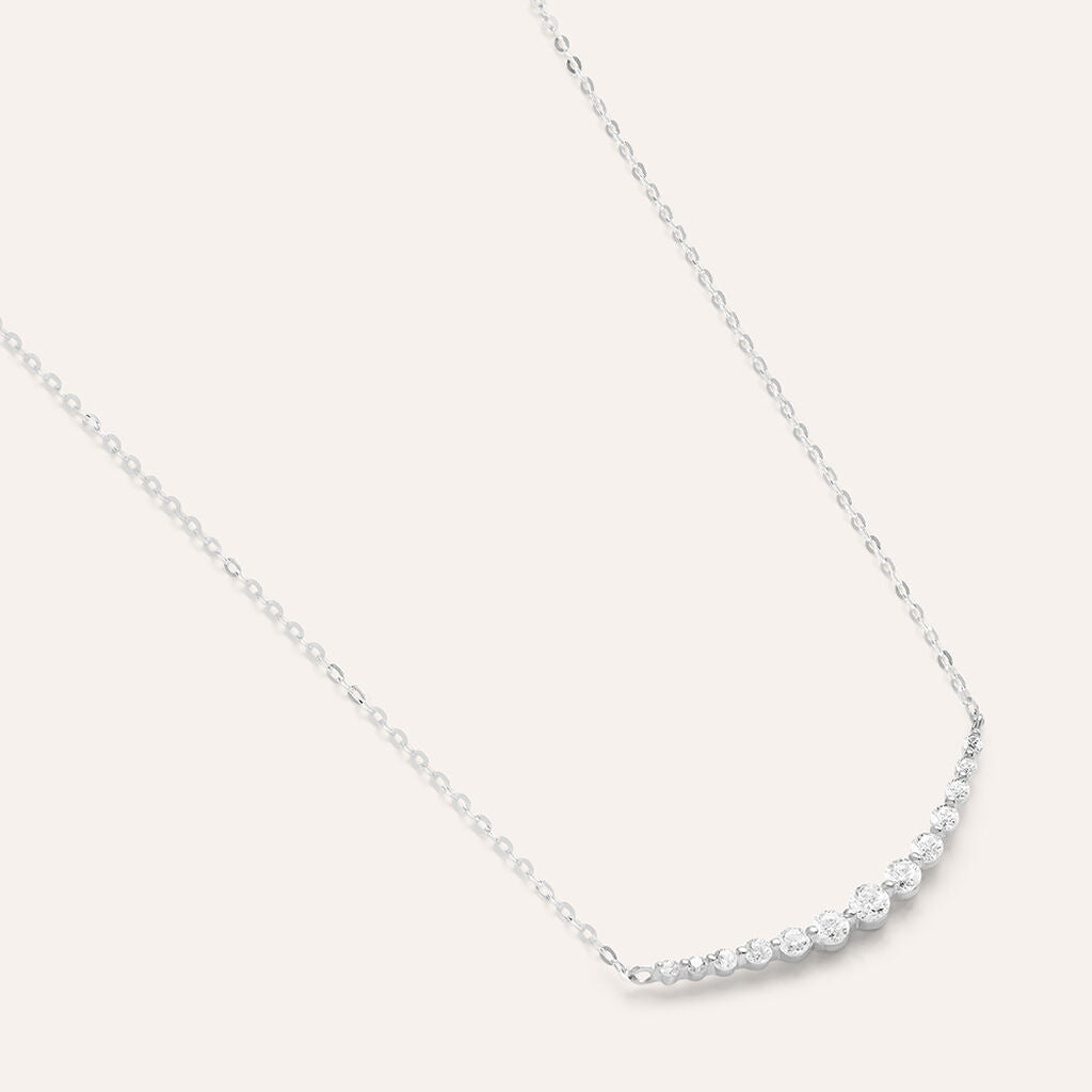 Collana Stroili Claire Oro Bianco 9 Kt Centrale Cubic Zirconia a Decrescere