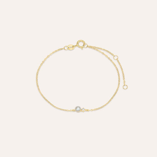 Bracciale Stroili Gabrielle Oro Giallo 9 Kt Perlina Cubic Zirconia