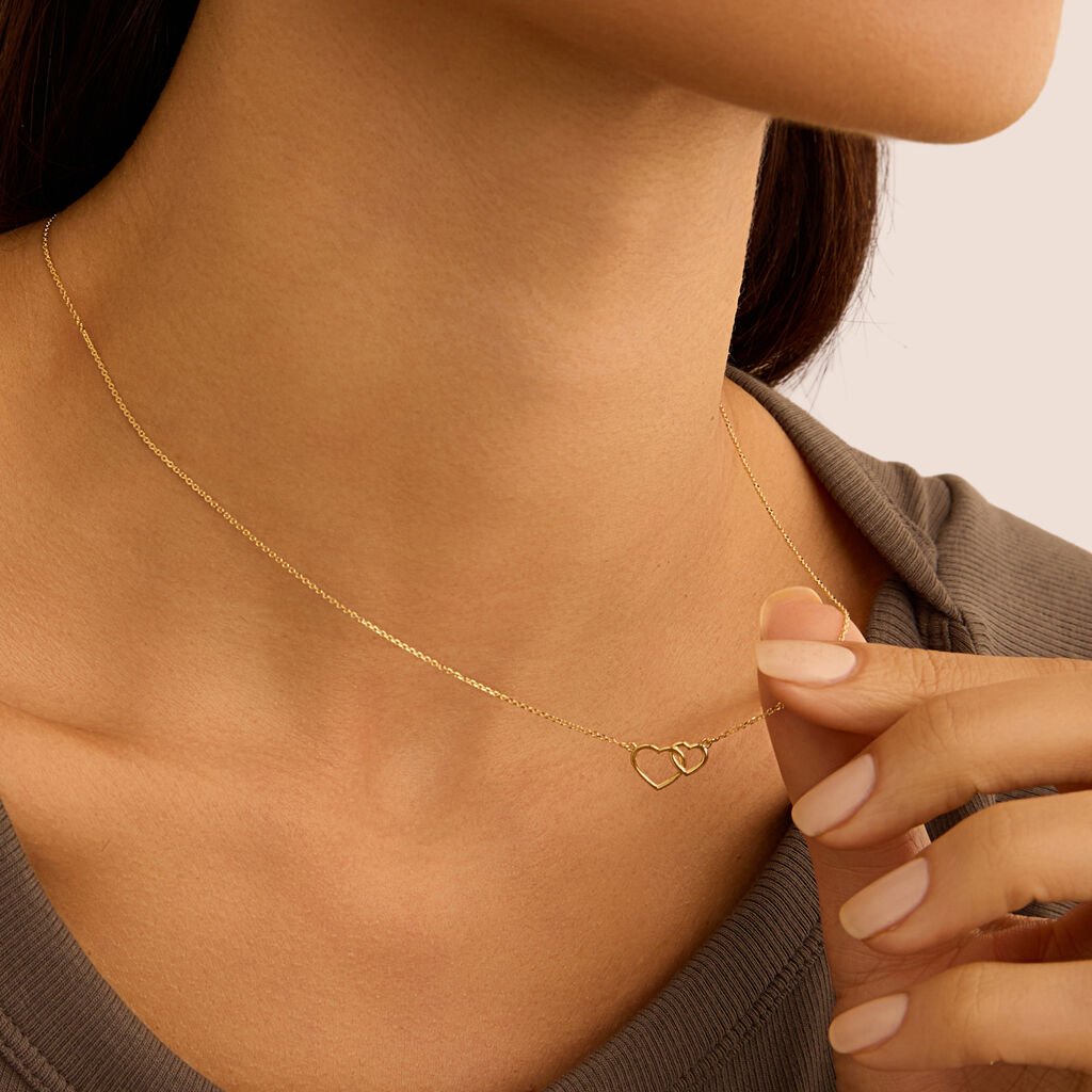 Collana Stroili Beverly Doppio Cuore Oro 9 Kt