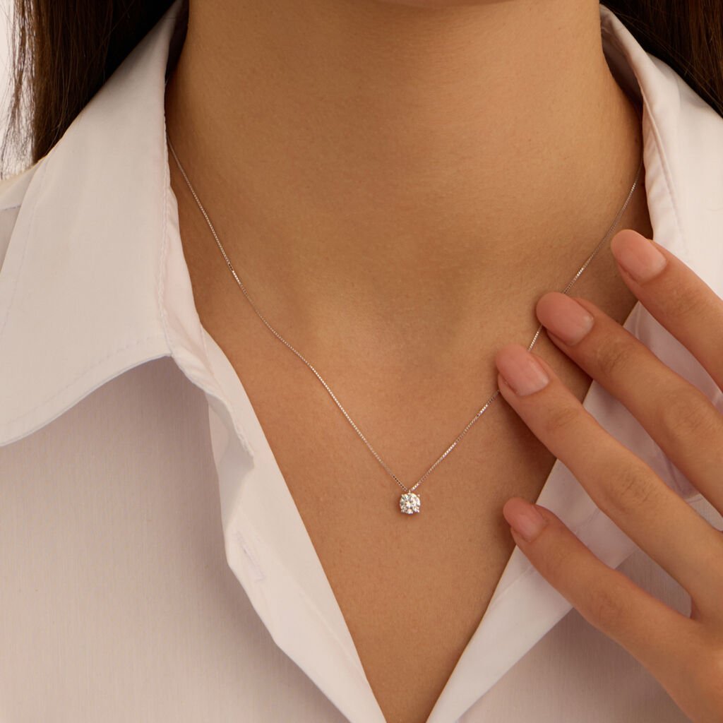 Collana Stroili Claire Punto Luce Oro Bianco 9 Kt