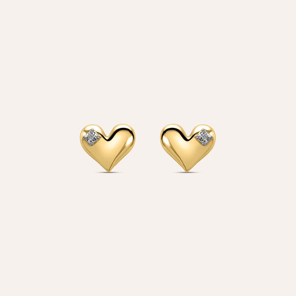 Orecchini a Lobo Stroili Mon Petit Oro Giallo 9 Kt Cuore Con Diamante
