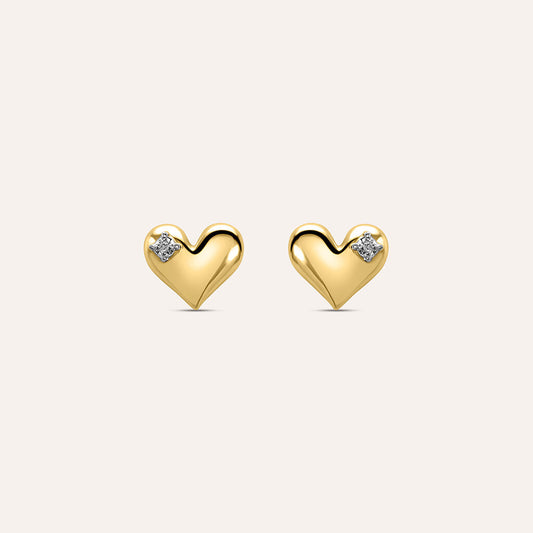 Orecchini a Lobo Stroili Mon Petit Oro Giallo 9 Kt Cuore Con Diamante