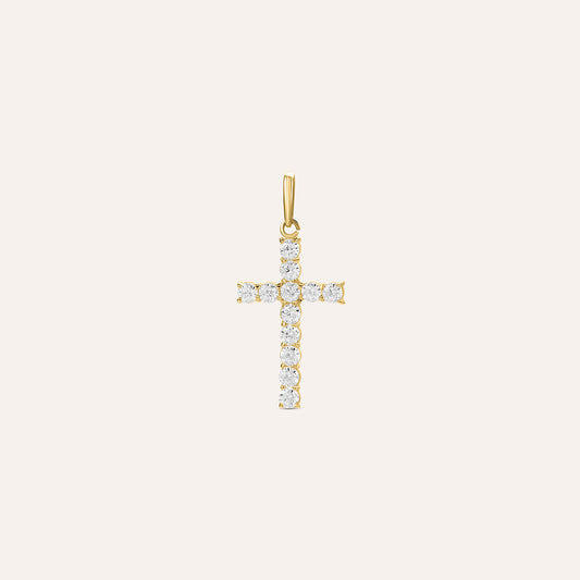 Pendente Stroili Holy Croce Oro Giallo 9 Kt Con Zirconi Bianchi