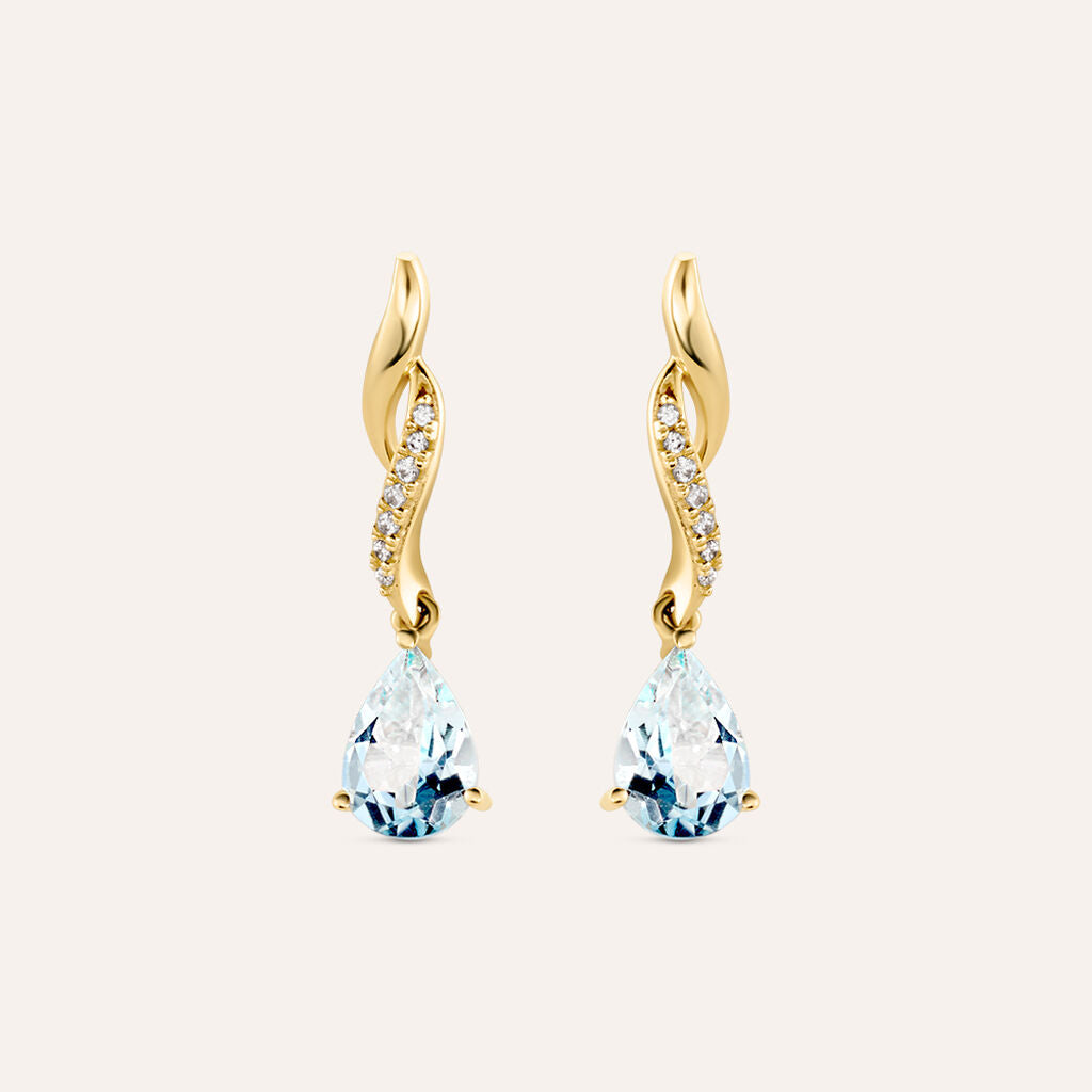 Orecchini Pendenti Stroili Amelie Oro Giallo 9 Kt Goccia Topazio + Zirconi Bianchi