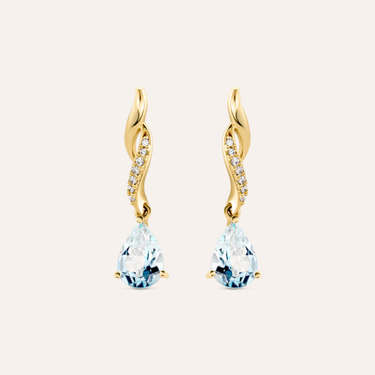 Orecchini Pendenti Stroili Amelie Oro Giallo 9 Kt Goccia Topazio + Zirconi Bianchi