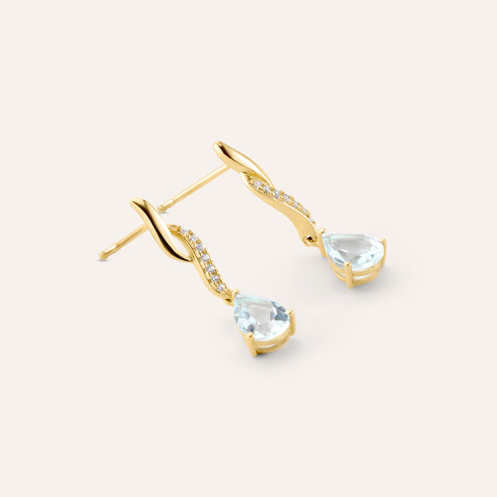 Orecchini Pendenti Stroili Amelie Oro Giallo 9 Kt Goccia Topazio + Zirconi Bianchi