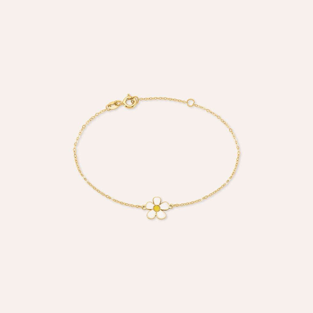 Bracciale Stroili Mon Petit Bimba Oro Giallo 9 Kt Centrale Margherita Smaltata