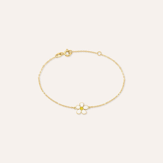 Bracciale Stroili Mon Petit Bimba Oro Giallo 9 Kt Centrale Margherita Smaltata